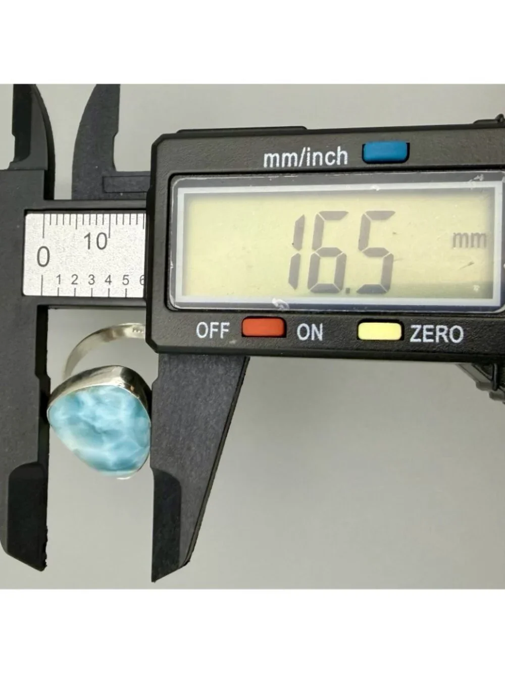 Larimar Large Freeform Cabochon Ring Caribbean Blue Sterling Silver Size 7
